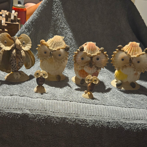 Seashell owl figurine - figurine, ornament