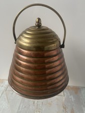 vintage copper & Brass beehive lidded sugar pot/ Honey Jar / Tea Caddy
