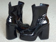 UK size 3 - Schuh Black Patent Boots with Platform & Heel - new