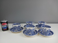 5 x Midwinter WILLOW Pattern Cups & Saucers - Blue & White