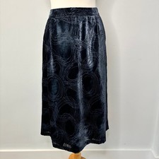 White Stuff Velour Velvet Midi Skirt Size 10 Grey Circle Pattern Christmas VGC
