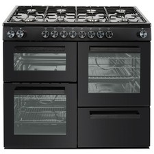 electriQ 100cm Dual Fuel Range Cooker - Black EQRANGEDF100BLKV2