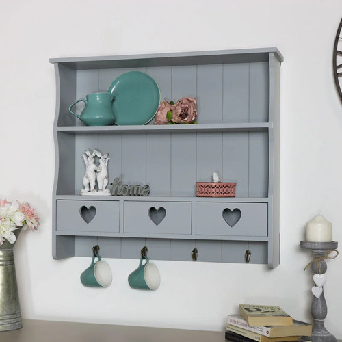Large grey wall shelf with - grey,