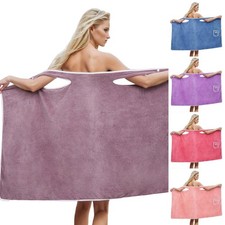 Bathrobe Bath Towel Wrap Womens Wearable Bathtub Shower Dress Bathing Skirt