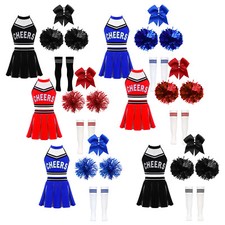 Kids Girls Crop Top With Mini Skirt Athletic Sports Cheer Leader Dance Outfits