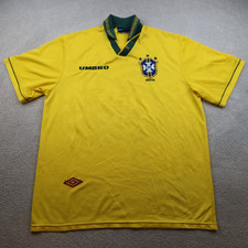 Vintage Brazil Football Shirt Extra Large Yellow Home Kit 1993 1994 Jersey