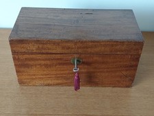 Antique Georgian Mahogany Tea Caddy with 2 Canisters and Ceramic Mixing Bowl 