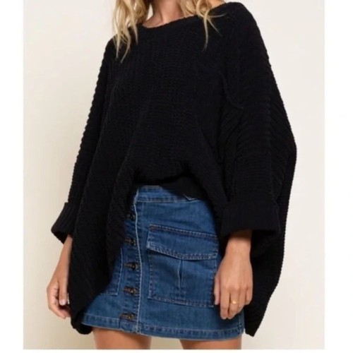 Pol black oversized chenille - oversized,
