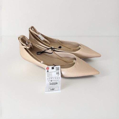 Zara tan leather pointed toe - tan,