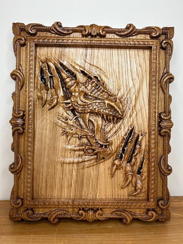 Handmade oak dragon - oak, wall