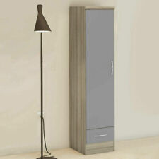 Small Narrow 1 Door Slim Wardrobe Gloss Grey and White  1 Drawer