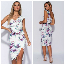 Rose Floral Frill Midi Bodycon