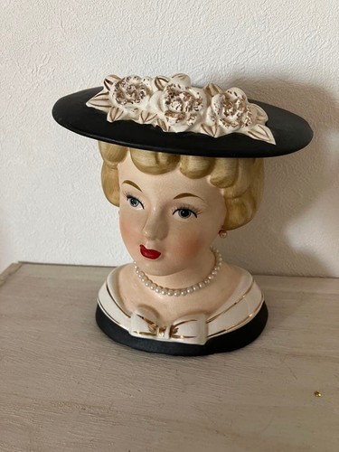 Relpo vintage lady head vase - head,
