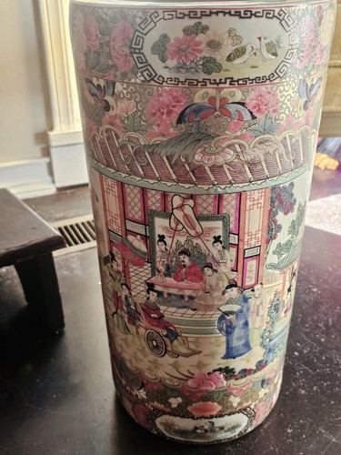 Rose medallion umbrella stand - medallion,