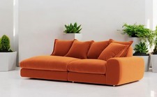 LOAF Wodge Modular Chaise Longue Sofa in Orange Clever Velvet (1827)