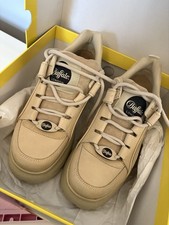 Buffalo Classic Low Platform Trainers Cream/Tan Size 6 In Box Worn Once