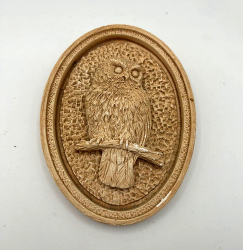 Oval owl wall plaque hanging - oval,