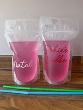 Personalised reusable drinks pouch with straw / Festival / Party / Hen do / Stag