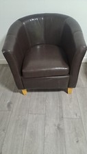 brown Faux leather tub chair used