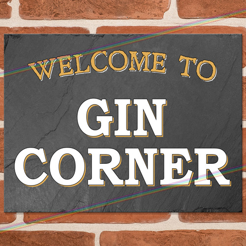 Gin corner metal signs - corner, man