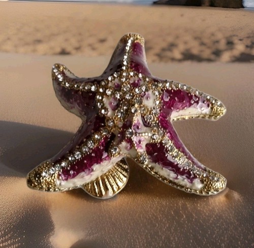 Purple starfish trinket box - purple,