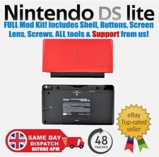 Custom Red & Black Housing Shell FULL MOD KIT for Nintendo DS Lite NDSL