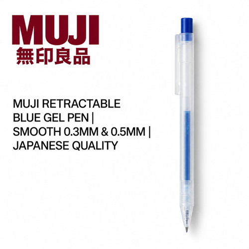 Muji retractable blue gel pen - blue,