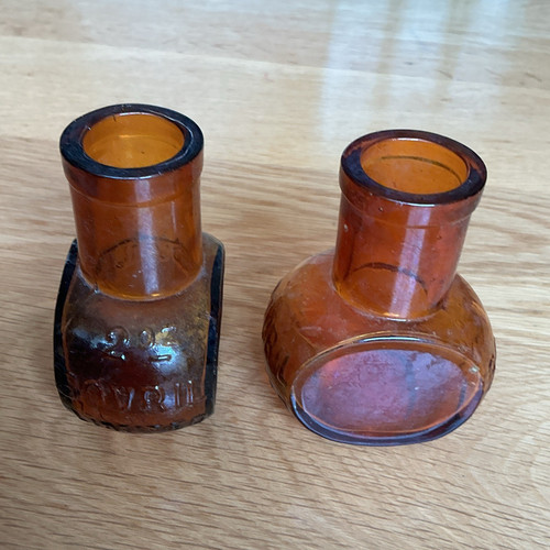 Bovril amber glass - 2x, embossed