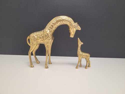 Vintage brass giraffe mother - giraffe, +