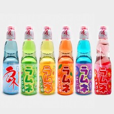 Hatakosen Japanese Ramune Soda Fruity Flavor Gift Set 200ml (6 Bottles)