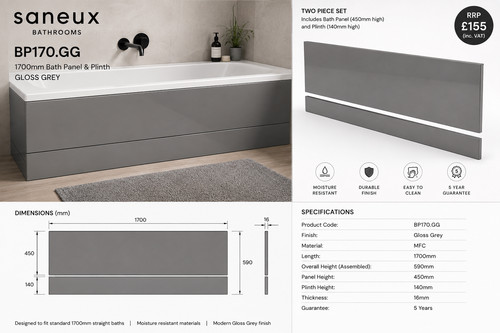 Saneux 1700mm gloss grey - saneux,