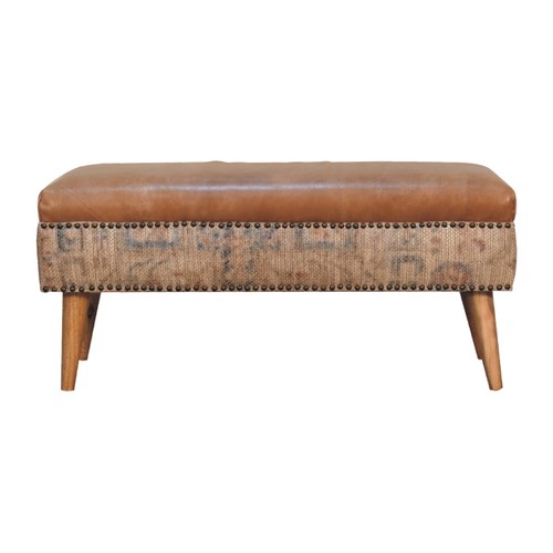 Buffalo hide leather dhurrie - hide,
