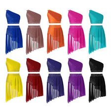 Kids Girls Lyrical Dance Dress Crop Top with Skirt Two-Piece Gymnastics Outfits