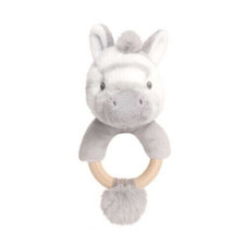 14cm Baby Ring Rattle Zebra Keeleco Toys 100% Recycled  Eco Friendly Soft Plush