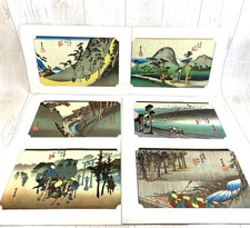 'Fifty three Stations of the Tokaido' By Hiroshige Woodblock Prints x 6 Japan