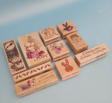 Wooden Block Rubber Stamps in Packet JOB LOT Card Making Scrapbooking Christmas