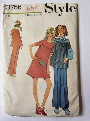 1970s style 3756 dress sewing - 3756,