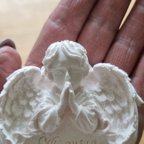 White resin praying angel - resin,