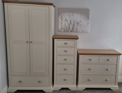Cream brown wood 3pc - wood, bedroom