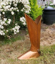 VINTAGE COPPER RIDING BOOT STICK UMBRELLA STAND SPURS 20" (1)