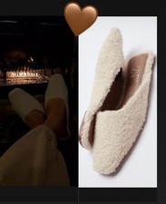 zara faux shearing mules with