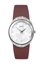 Sekonda Seksy 30mm Womens Round Silver Analogue Watch with Red Strap