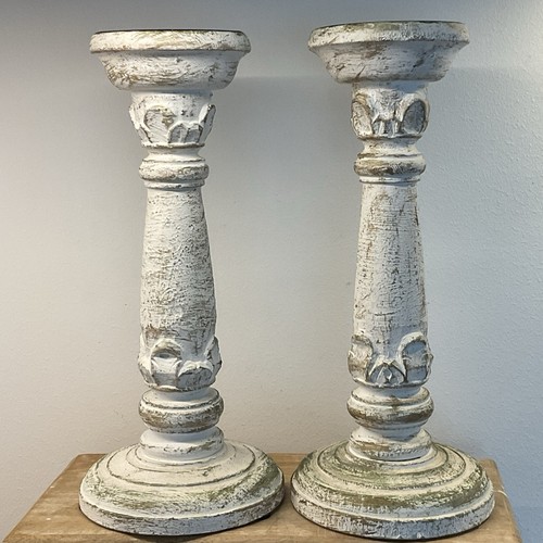 Pair candlesticks carved - pair,
