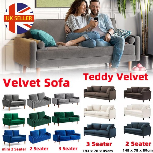 Seater teddy velvet sofa - 2/3,