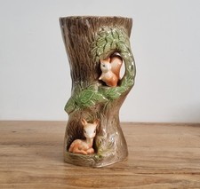 Vintage Withernsea Hornsea Pottery Fauna Fawn & Squirrel Large Vase Retro Kitsch