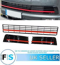 VW TRANSPORTER T6 CARAVELLE LOWER BUMPER RADIATOR GRILLE SET 3 PCs BLACK + RED