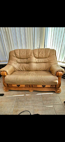Seater leather wood sofa - 2,