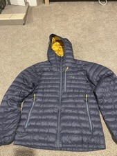 Rab Mens Microlight Alpine Puffer Steel Grey Hooded Down Coat Jacket Size L