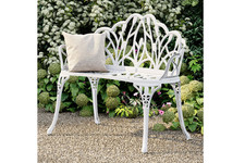 White Tulip Cast Aluminium Metal Garden & Patio Bench - grade B return RRP £89