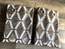 NEXT Luxe Heavyweight Geometric Cut Velvet Eyelet Curtains Grey 228X229 CM